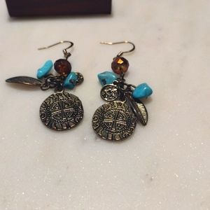 Buckle Feather/Coin Earrings